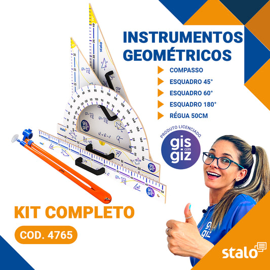 Kit transferidor esquadro régua para professores