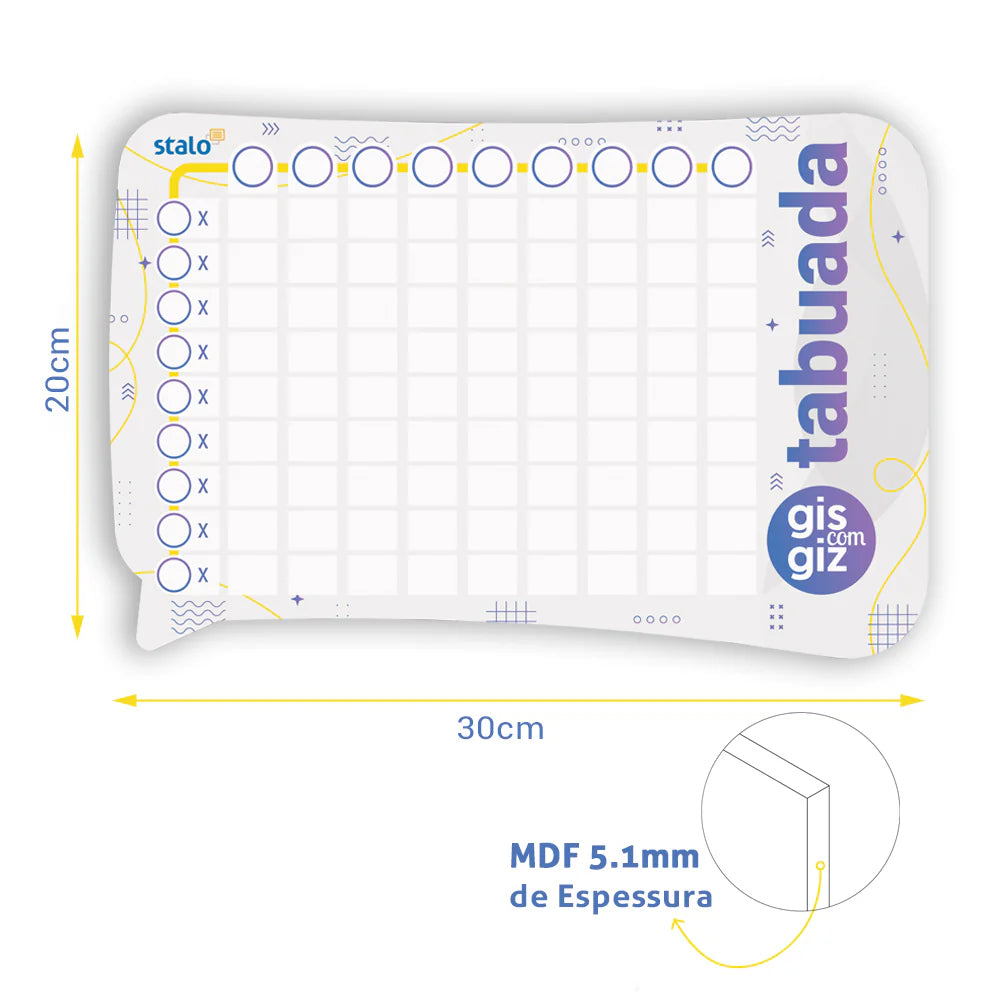 Quadro de Tabuada Gis com Giz Stalo